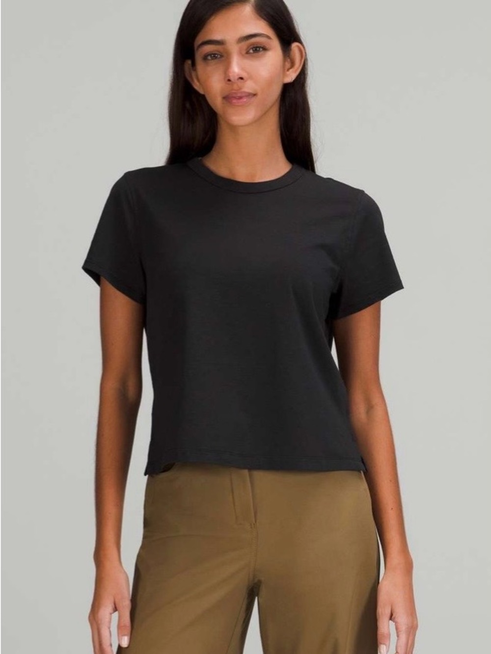 Lululemon NWT Classic Fit Cotton Blend T-Shirt Black Crewneck Tee Size 2